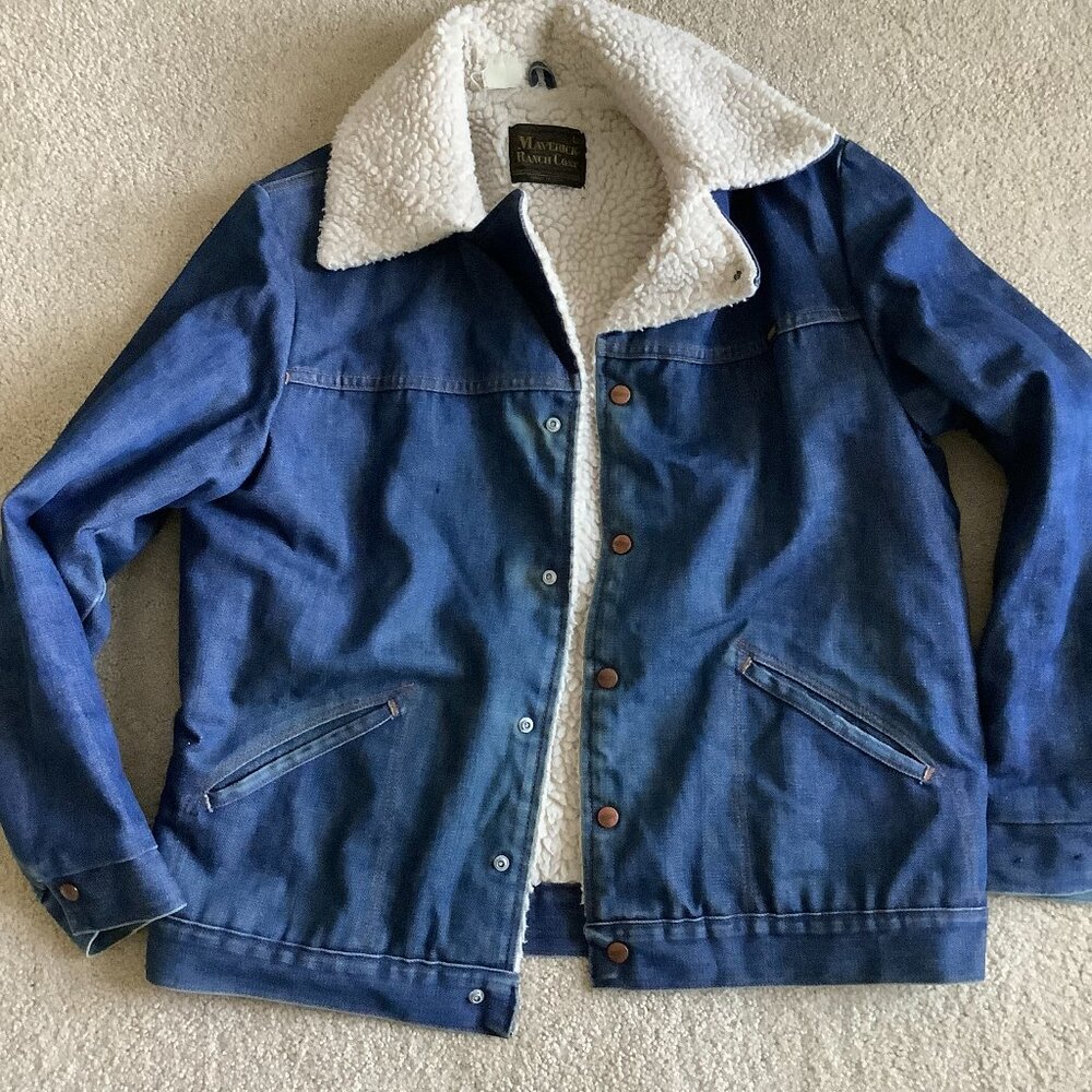 Vintage Maverick Coat Mens Sherpa Lining Jean Jacket Heavy Yellowstone Farmer L